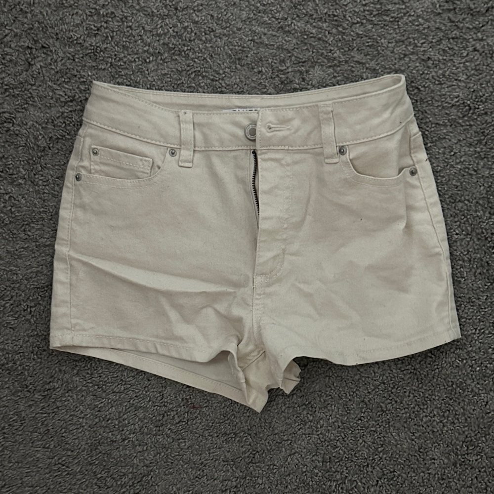 Women's Cream Denim Shorts